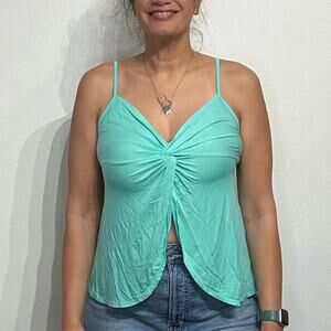Guess Green Front Knot Tank Top Sz S NWT